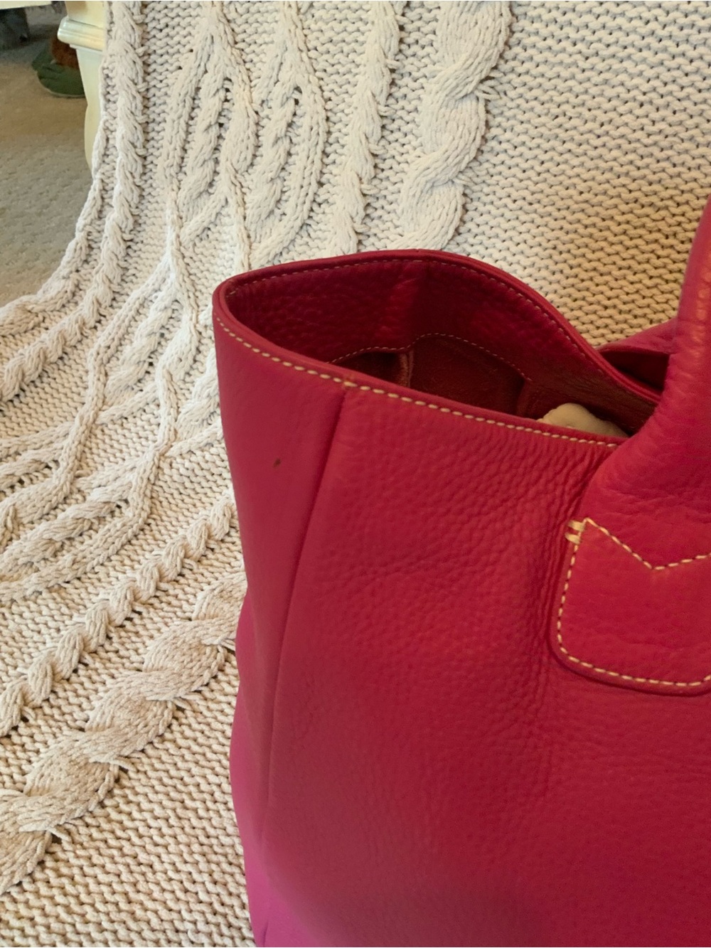 Ann Taylor Fuchsia Soft Pebbled Leather Tote - Picture 14 of 14